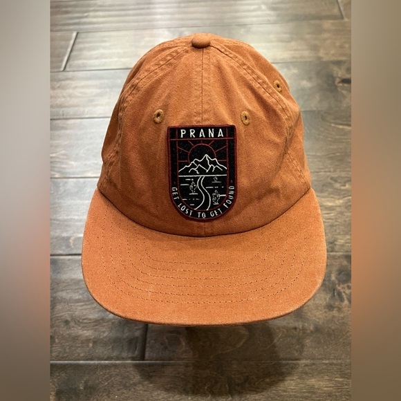 Prana Other - prAna Mens Orange Brown Craneway Patch Get Lost to Get Found Snapback Hat Cap